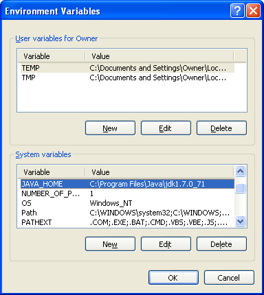 Create system environment. Edit the System environment variables на русском.